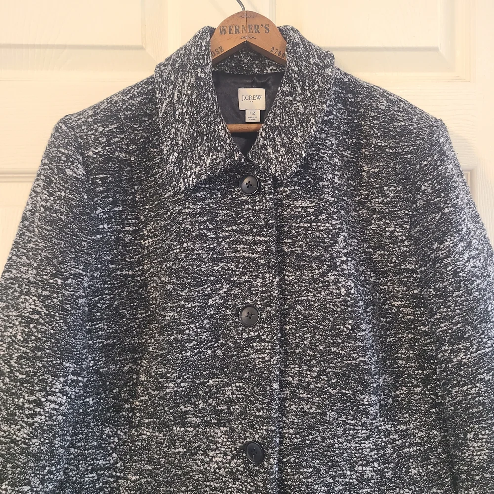 J. Crew Black and White Marled Pea Coat - Picture 15 of 16